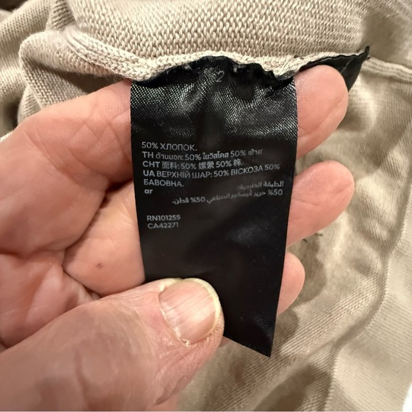 H&M Muscle Fit Polo Tan 1/4 Zip Shirt Short Sleeve Collar Men’s Size Large - Picture 8 of 13